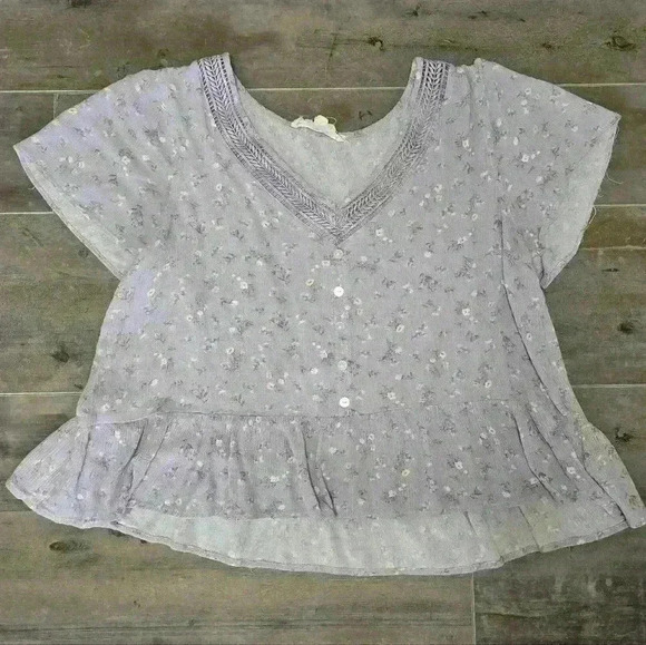 Hippie Rose Floral Cropped Blouse - Picture 2 of 5